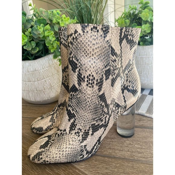 SCHUTZ Pally Snake Print Clear Heel Booties NWOB 8 - Picture 8 of 13